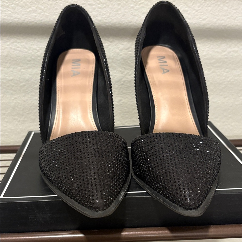 MIA Black Sparkle Heels